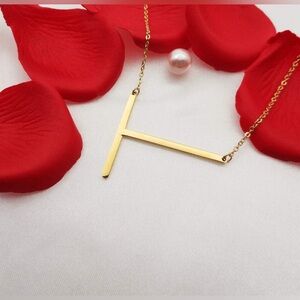Sideways Initial “T” Necklace